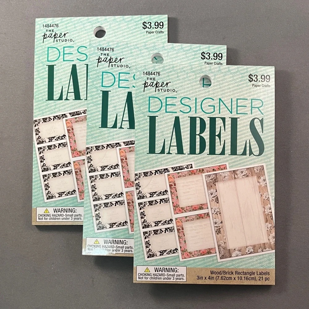The Paper Studio Designer Labels - Wood/Brick Rectangle Labels 3-pk